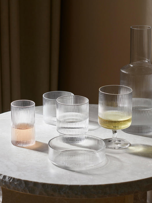 Mouth-Blown Tumblers Ripple with Groove Relief 200 ml Set of 4