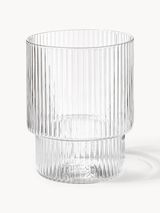 Mouth-Blown Tumblers Ripple with Groove Relief 200 ml Set of 4