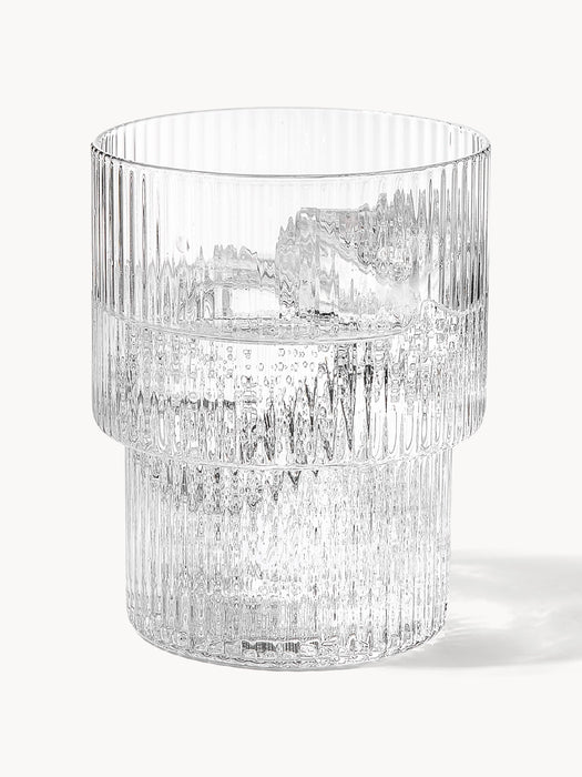 Mouth-Blown Tumblers Ripple with Groove Relief 200 ml Set of 4