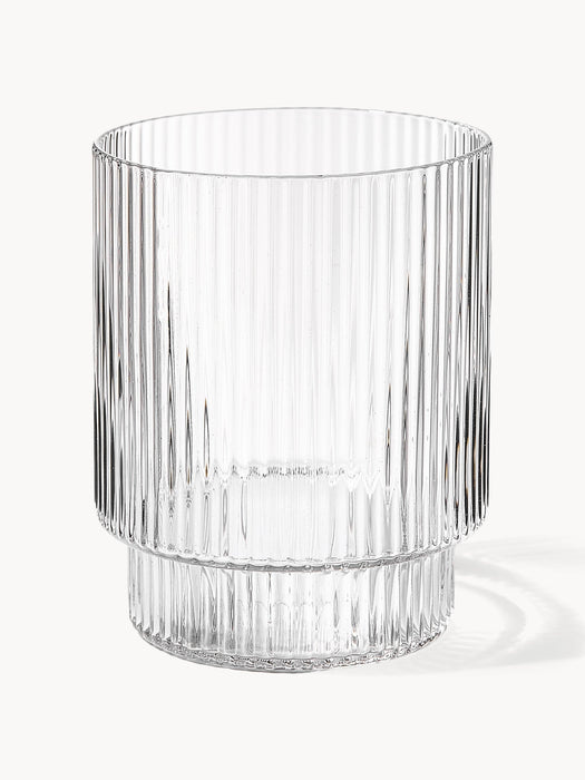 Mouth-Blown Tumblers Ripple with Groove Relief 200 ml Set of 4