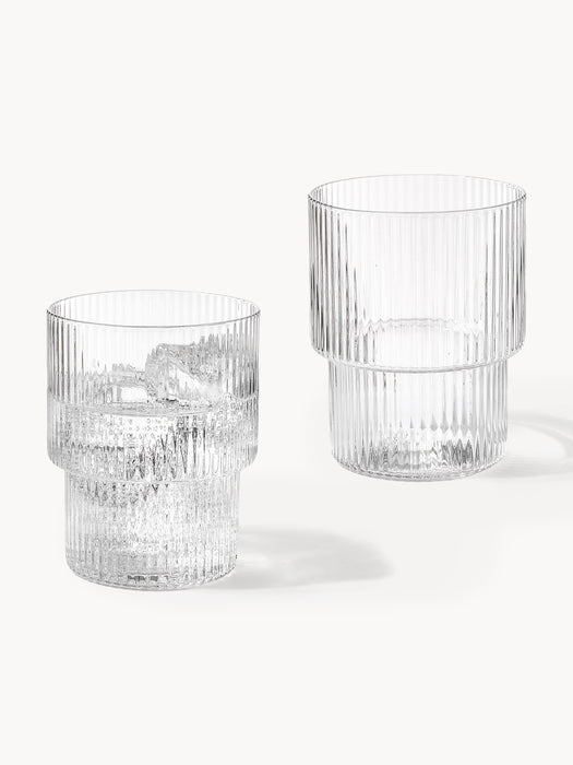 Mouth-Blown Tumblers Ripple with Groove Relief 200 ml Set of 4