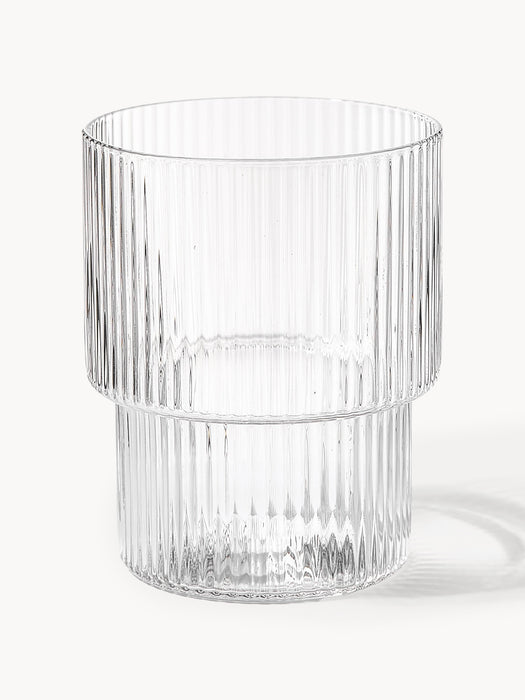 Mouth-Blown Tumblers Ripple with Groove Relief 200 ml Set of 4