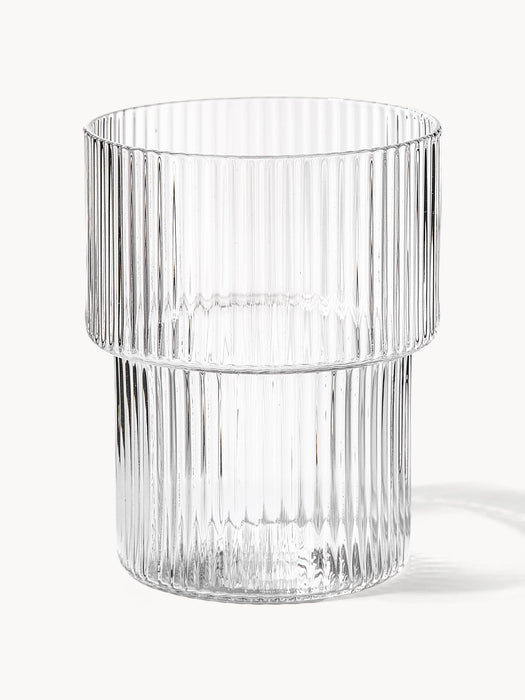Mouth-Blown Tumblers Ripple with Groove Relief 200 ml Set of 4