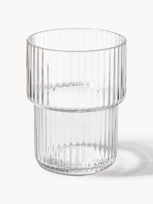 Mouth-Blown Tumblers Ripple with Groove Relief 200 ml Set of 4
