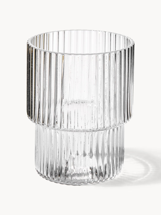 Mouth-Blown Tumblers Ripple with Groove Relief 200 ml Set of 4