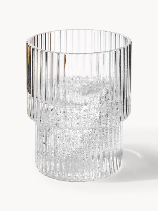 Mouth-Blown Tumblers Ripple with Groove Relief 200 ml Set of 4