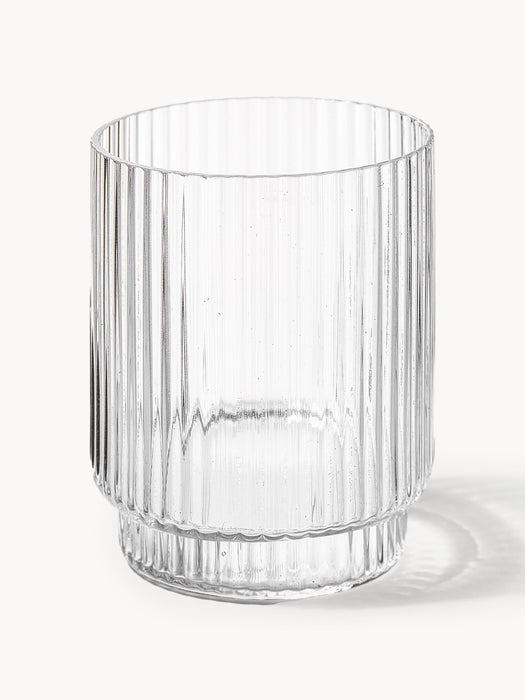 Mouth-Blown Tumblers Ripple with Groove Relief 200 ml Set of 4