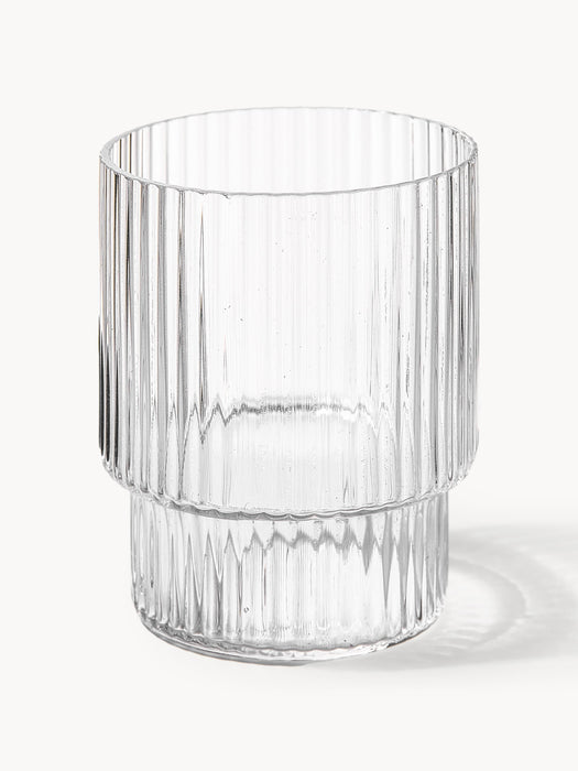 Mouth-Blown Tumblers Ripple with Groove Relief 200 ml Set of 4