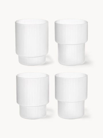 Ripple Mouth-Blown Tumblers with Groove Relief, 200 ml, Set of 4