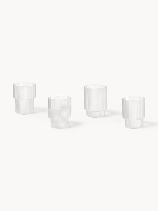 Mouth-Blown Tumblers Ripple with Groove Relief 200 ml Set of 4