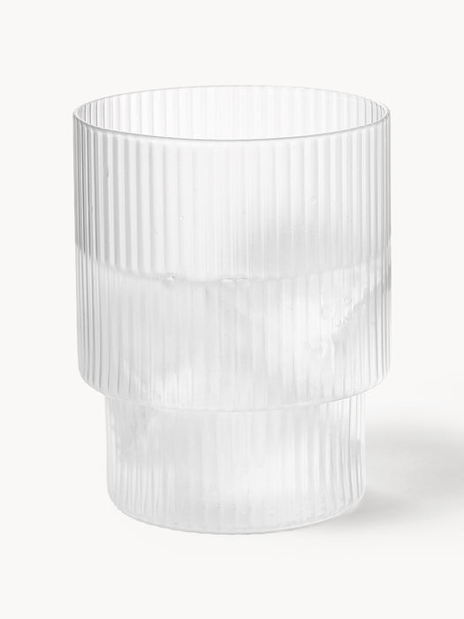 Mouth-Blown Tumblers Ripple with Groove Relief 200 ml Set of 4