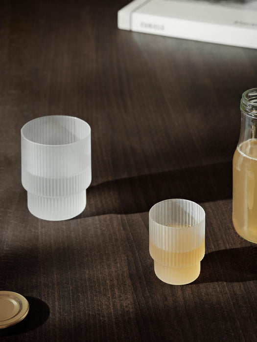 Mouth-Blown Tumblers Ripple with Groove Relief 200 ml Set of 4