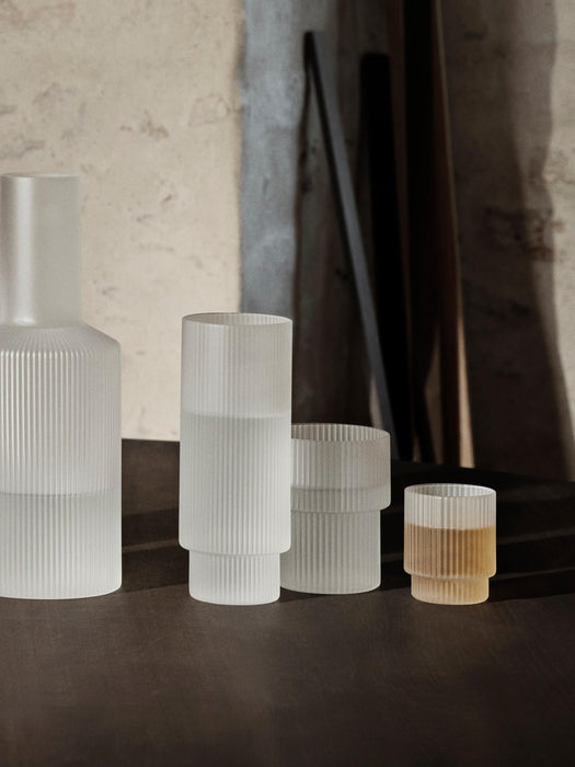 Mouth-Blown Tumblers Ripple with Groove Relief 200 ml Set of 4
