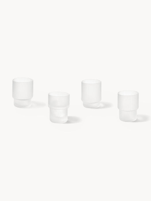 Mouth-Blown Tumblers Ripple with Groove Relief 200 ml Set of 4