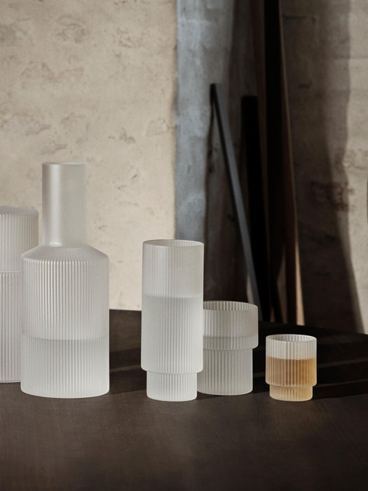 Mouth-Blown Tumblers Ripple with Groove Relief 200 ml Set of 4