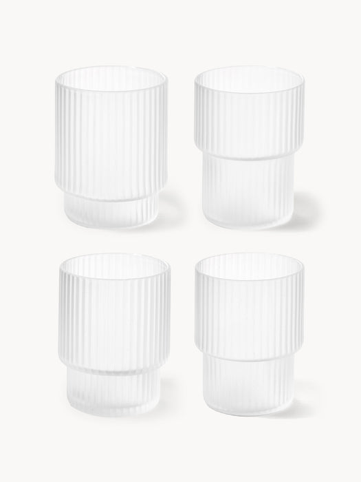 Mouth-Blown Tumblers Ripple with Groove Relief 200 ml Set of 4