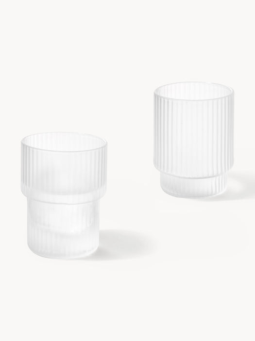 Mouth-Blown Tumblers Ripple with Groove Relief 200 ml Set of 4