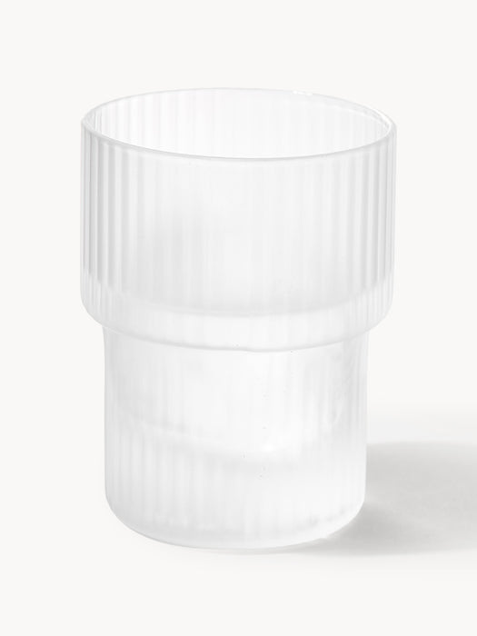 Mouth-Blown Tumblers Ripple with Groove Relief 200 ml Set of 4