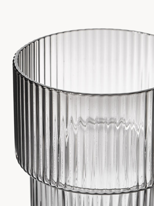 Mouth-Blown Tumblers Ripple with Groove Relief 200 ml Set of 4