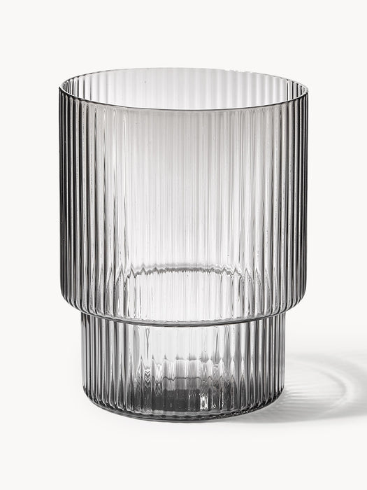 Mouth-Blown Tumblers Ripple with Groove Relief 200 ml Set of 4