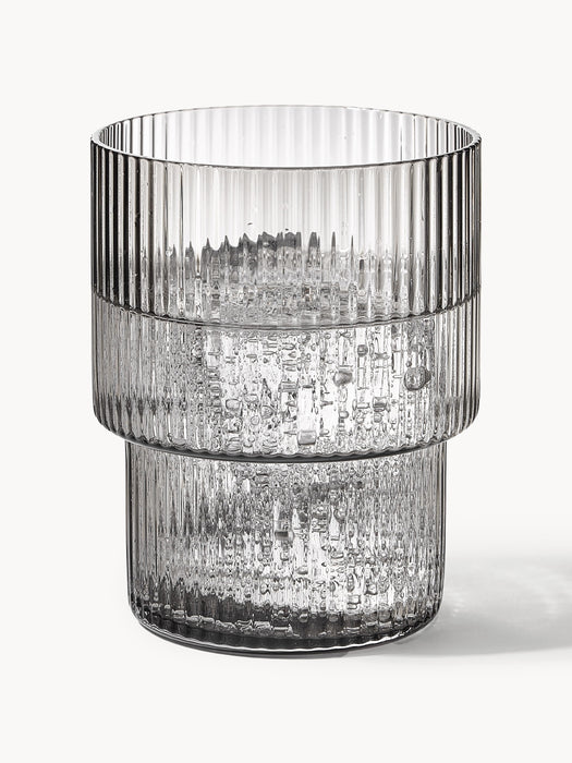 Mouth-Blown Tumblers Ripple with Groove Relief 200 ml Set of 4