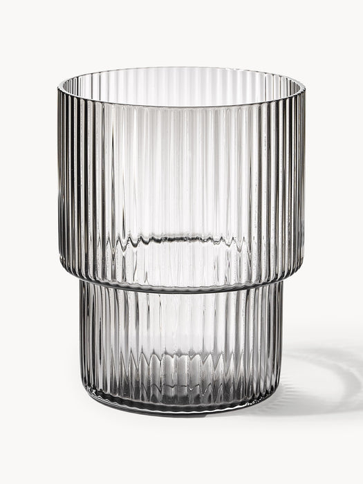 Mouth-Blown Tumblers Ripple with Groove Relief 200 ml Set of 4