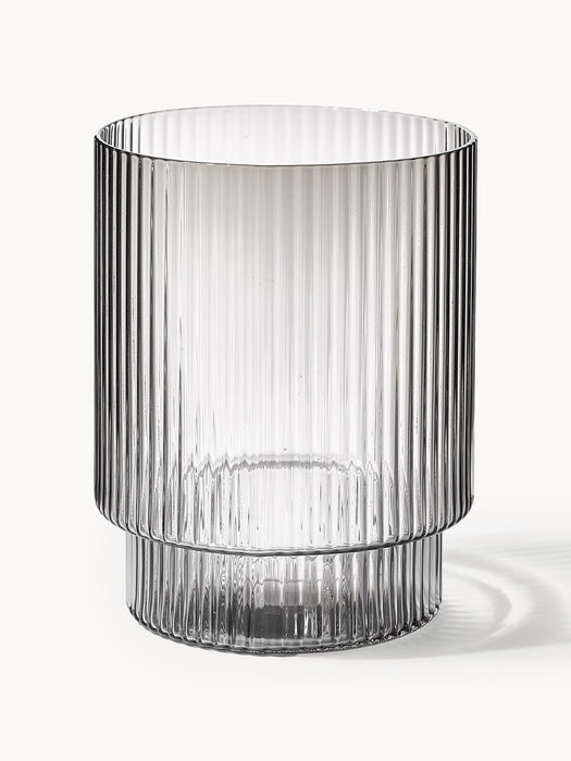 Mouth-Blown Tumblers Ripple with Groove Relief 200 ml Set of 4