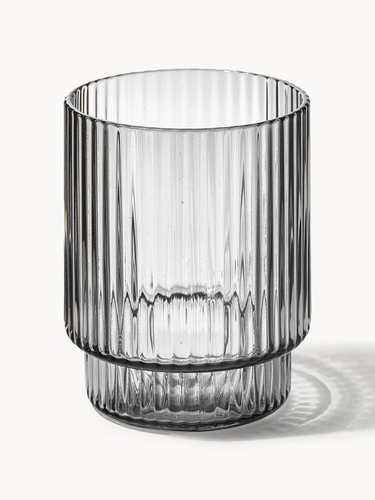 Mouth-Blown Tumblers Ripple with Groove Relief 200 ml Set of 4