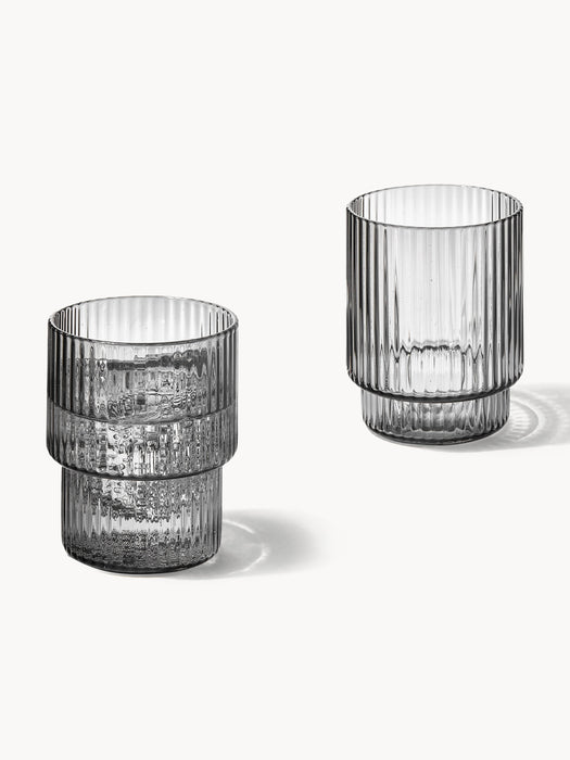 Mouth-Blown Tumblers Ripple with Groove Relief 200 ml Set of 4