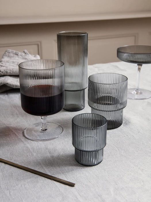 Mouth-Blown Tumblers Ripple with Groove Relief 200 ml Set of 4