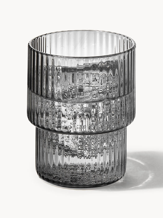 Mouth-Blown Tumblers Ripple with Groove Relief 200 ml Set of 4