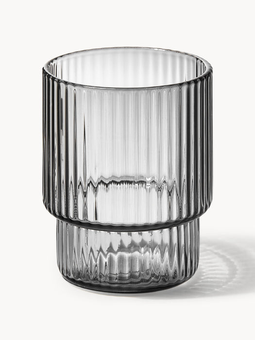 Mouth-Blown Tumblers Ripple with Groove Relief 200 ml Set of 4