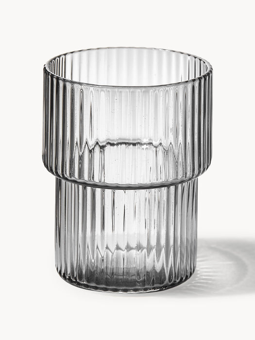 Mouth-Blown Tumblers Ripple with Groove Relief 200 ml Set of 4