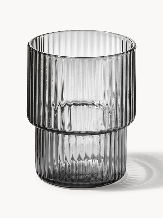 Mouth-Blown Tumblers Ripple with Groove Relief 200 ml Set of 4