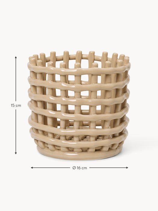 Handmade Ceramic Storage Basket Nalan H 15 cm