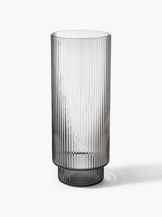 Ripple Mouth-Blown Highball Glasses with Embossed Pattern, Set of 4, 300 ml
