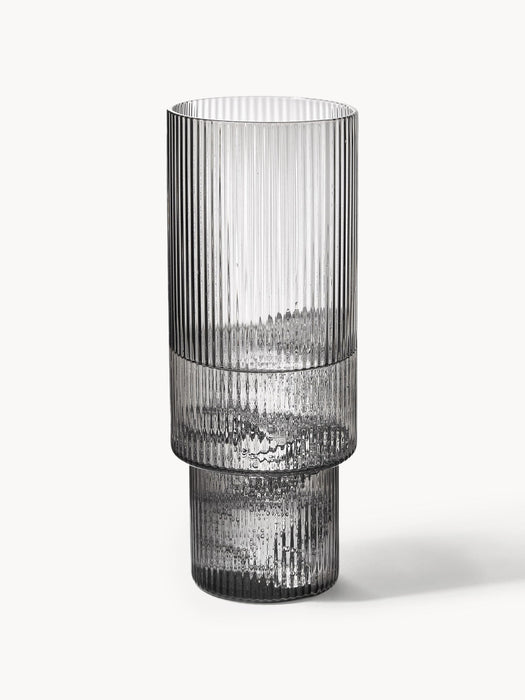 Ripple Mouth-Blown Highball Glasses with Embossed Pattern, Set of 4, 300 ml