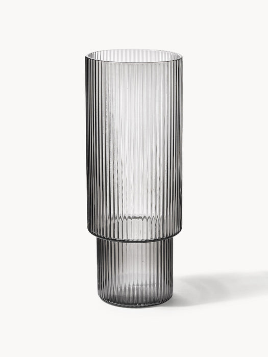 Ripple Mouth-Blown Highball Glasses with Embossed Pattern, Set of 4, 300 ml