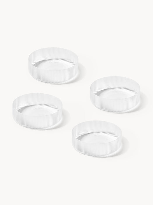 Mouth-Blown Serving Bowls Ripple with Grooved Structure Set of 4