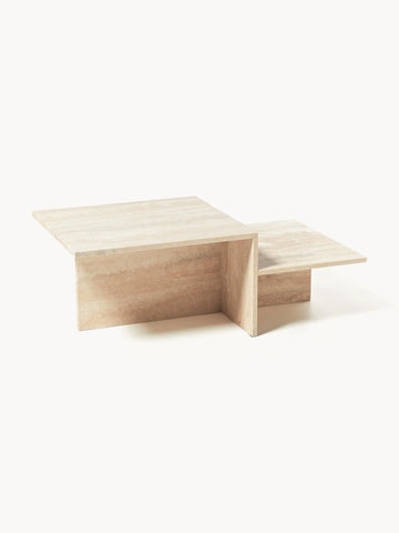 Distinct Travertine Coffee Table with Two Table Tops
