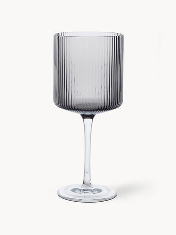 Ripple Mouth-Blown Red Wine Glasses with Embossed Pattern, Set of 2