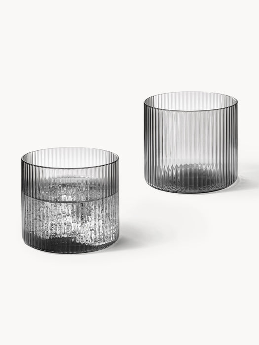 Mouth-Blown Tumblers Ripple with Embossed Pattern Set of 4 200 ml