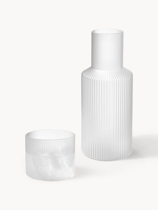 Small Mouth-Blown Carafe Ripple with Tumbler