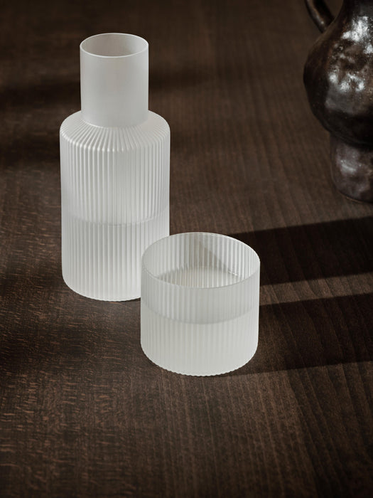 Small Mouth-Blown Carafe Ripple with Tumbler