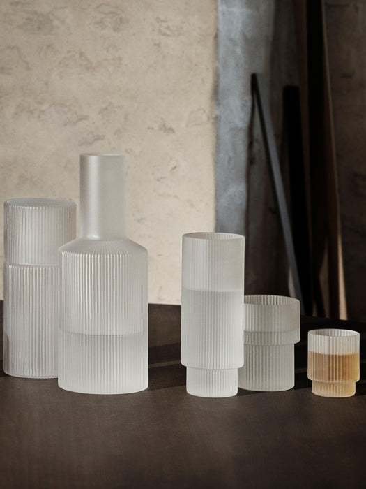 Small Mouth-Blown Carafe Ripple with Tumbler