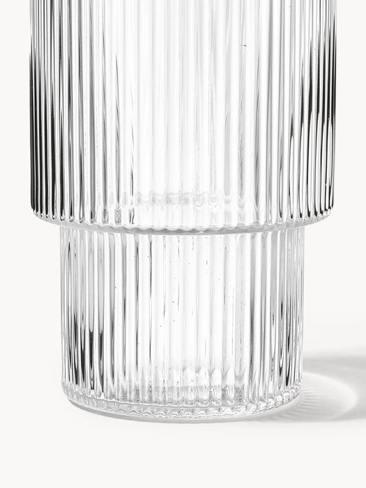 Mouth-Blown Highball Glasses Ripple with Embossed Pattern Set of 4 300 ml