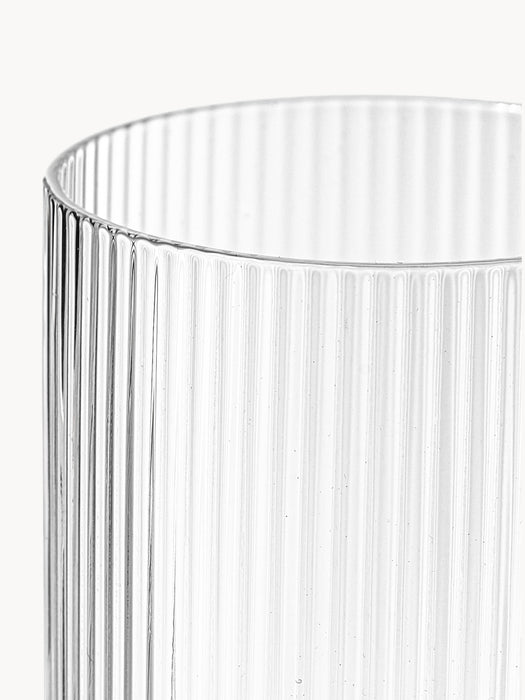 Mouth-Blown Highball Glasses Ripple with Embossed Pattern Set of 4 300 ml