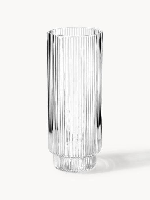 Mouth-Blown Highball Glasses Ripple with Embossed Pattern Set of 4 300 ml