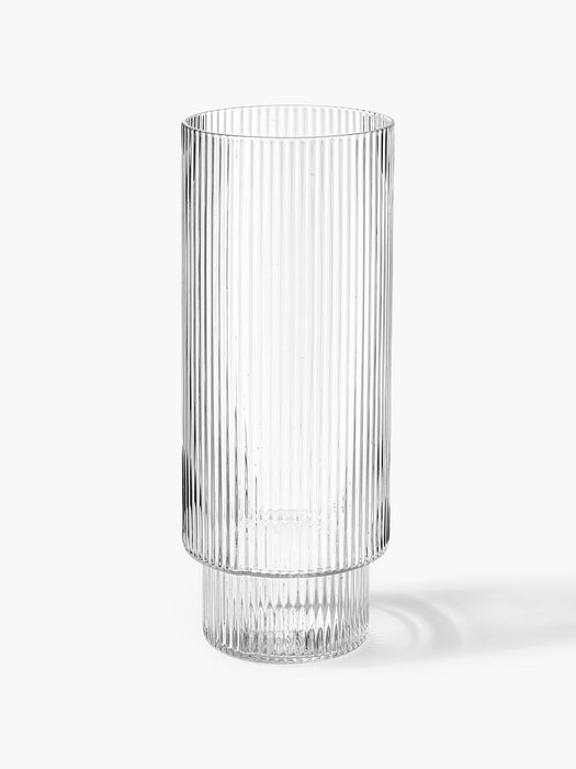 Ripple Mouth-Blown Highball Glasses with Embossed Pattern, Set of 4, 300 ml