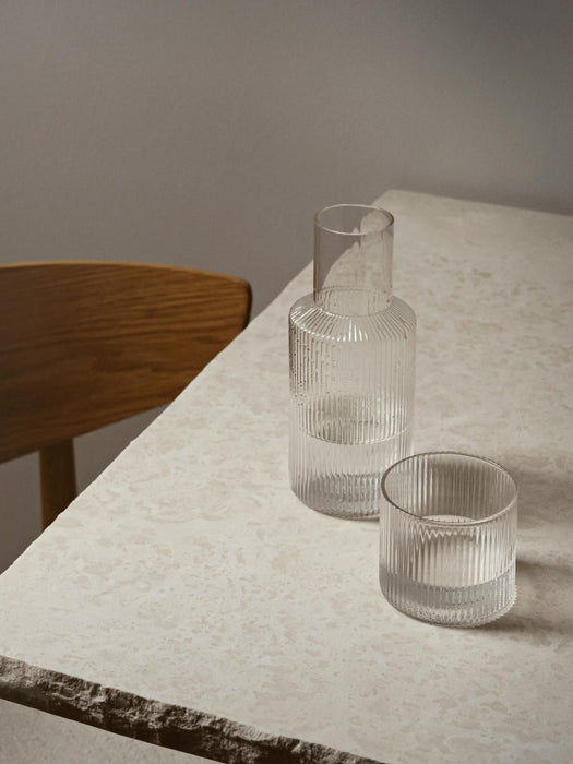 Small Mouth-Blown Carafe Ripple with Tumbler